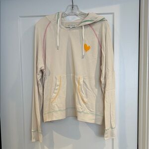 Kerri Rosenthal Cream Hoodie with Colorful Accents